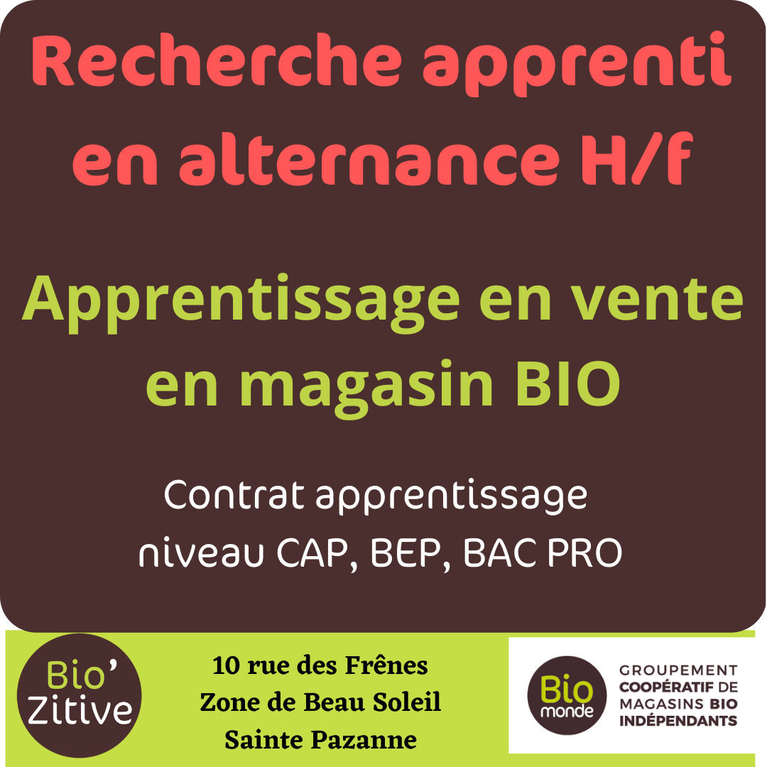 You are currently viewing Offre d’emploi apprenti vente en magasin bio
